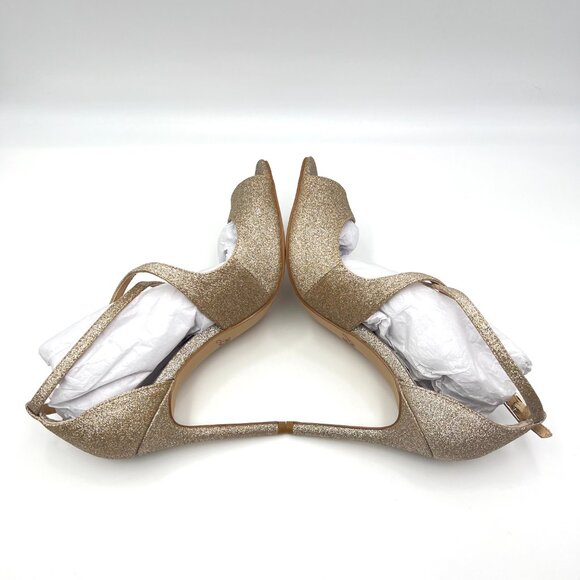 Jewel Badgley Mischka Size‎ 7 Gold Stiletto Open Toe Dress Sandals Heels Shoes - Picture 8 of 13